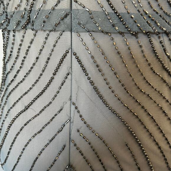 Adrianna Papell Silver Blue Beaded Mesh Formal Gown Size 12 - Picture 6 of 9